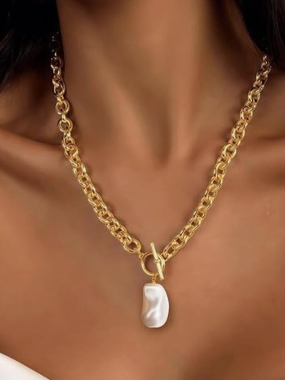 Gold Freshwater Pearl Necklace - Picture 5 of 5